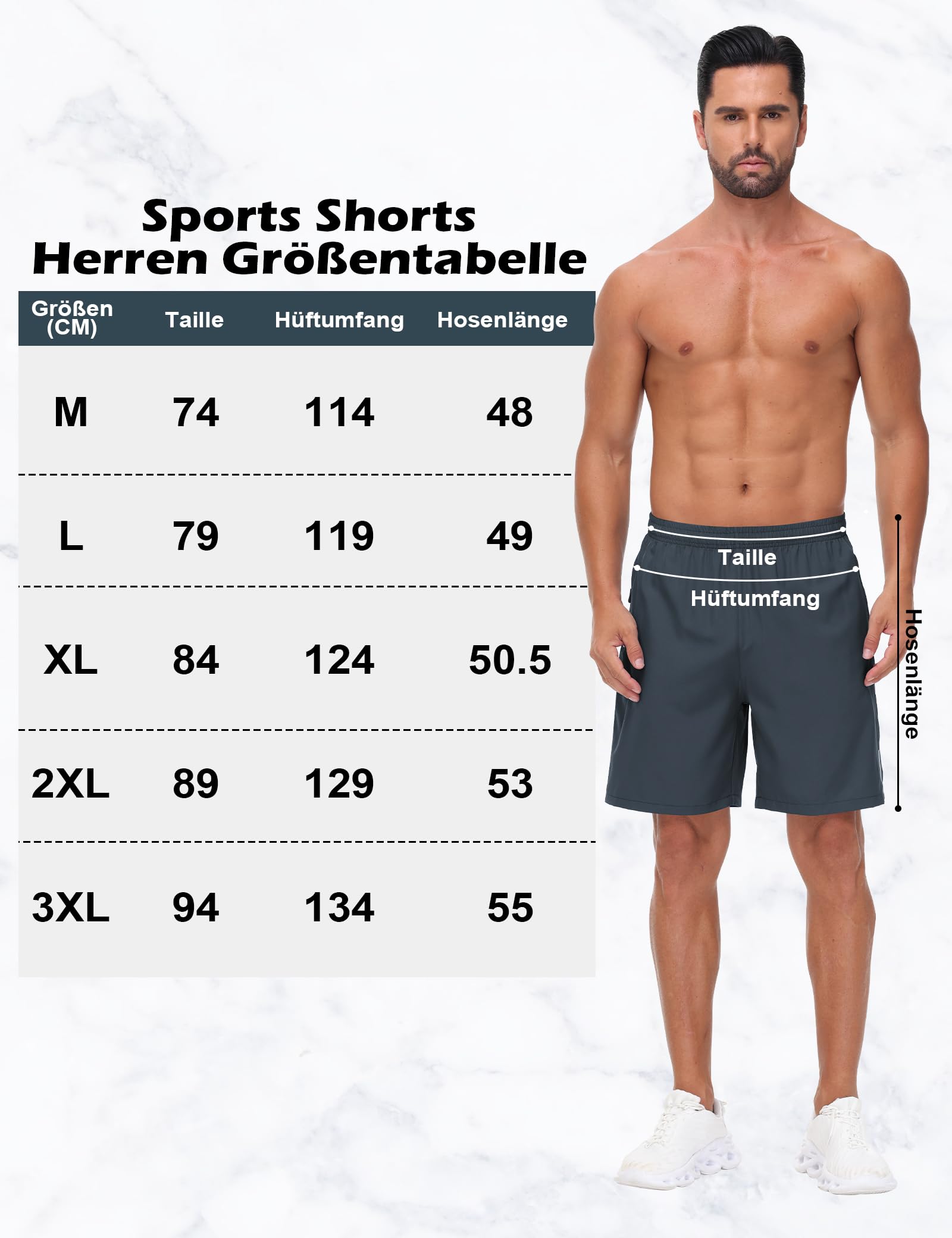 kuzwufs Kurze Jogginghose Herren Trainingsshorts Turnhose Kurz Fitness Shorts Mann Kurze Hosen Männer Laufhose Tennishose Schwarz Schnell Trocknend Atmungsaktive Shorts-Schwarz/Grau/Navy-XXL 6
