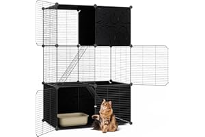 PETSITE Cat Cage Indoor, 3-Tier DIY Cat Enclosure with 2 Ladders, Detachable Metal Wire Kennel with 3 Lockable Doors, Ideal f
