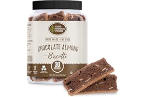 DIJAS Natural Foods, Individually Wrapped Fat Free Biscotti Cookies, All Natural Preservative Free Ingredients, Delicious Low Calorie Snack (12 oz, Chocolate Almond)