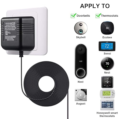 Hotop 24 Volt Transformer, Long C Wire Adapter Thermostats