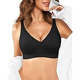 Popilush Seamless Bras for Women - Wireless Comfortable Push Up Bralettes Full Coverage Support Bra Deep V Minimizer Bras