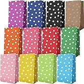 Zhehao 120 Pcs Party Favor Bags Goodie Bags Dot Party Bags Polka Dot Paper Bags 12 Colors Treat Bags Paper Goody Bags Small Gift Bags for Kids Birthday Wedding Supplies, 5.1 x 3.1 x 9.4 Inch, Colorful