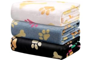 DOONLY 3 Pack Dog Blankets for Large Medium Small Dogs, Super Soft Warm Fluffy Flannel Pet Blanket for Puppy, Black, Grey, and White Cat Blanket, 30 * 20 Inches