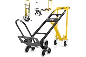 COOCHEER 4-in-1 Hand Truck Dolly Heavy Duty Industrial Convertible, 1000 LBS Stair Climbing Cart Utility Cart Converts from Hand Trucks Dolly to Platform Cart Folding Stair Climbing Cart (Yellow)