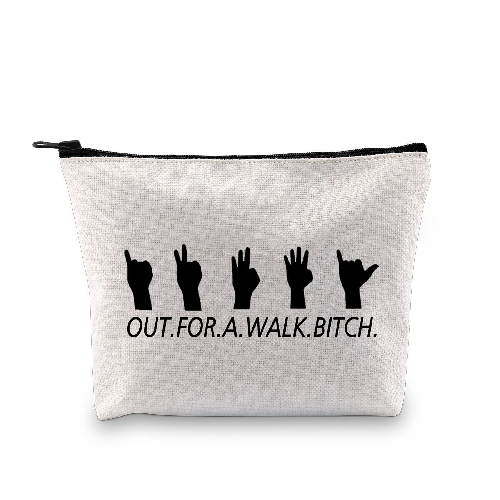 Buffy TV Show Inspired Out. for. A. Walk. Bitch. Zipper Pouch Makeup Bag for Vampire Fans Women (Out for A Walk Bitch Bag EU)