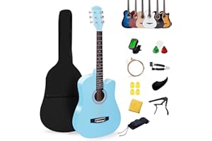 Acoustic Guitar 38 Inch Beginners Guitar Rosefinch Guitare Acoustique Wooden Guitar with Pick Picks Capo Tuner Strap Musical 