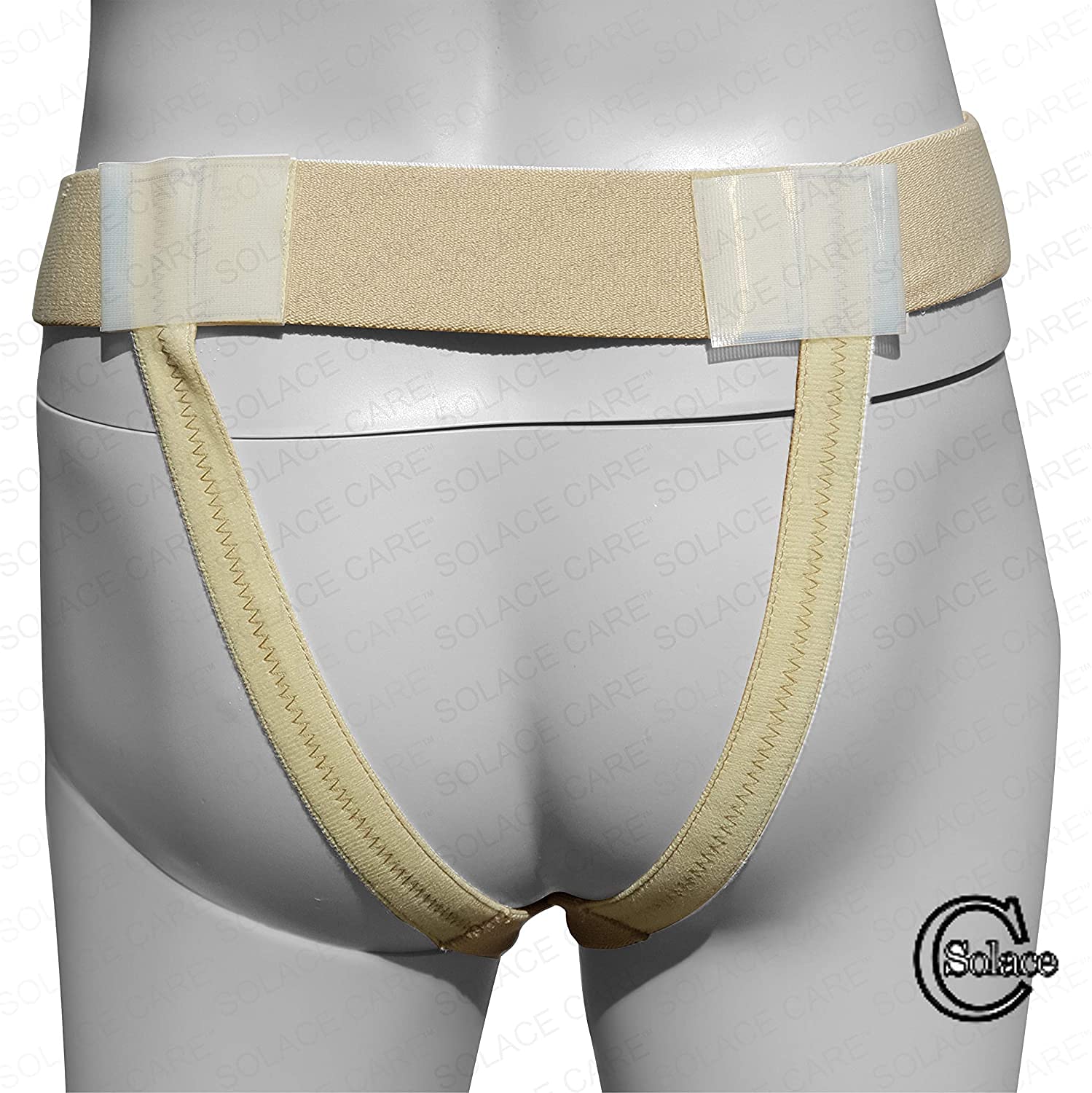 Solace Care Extra Smooth Inguinal Hernia Support Belt | Effective Support & Control of Reducible Single or Double Inguinal Hernia | Unisex (Beige, L: 114-116 cm)