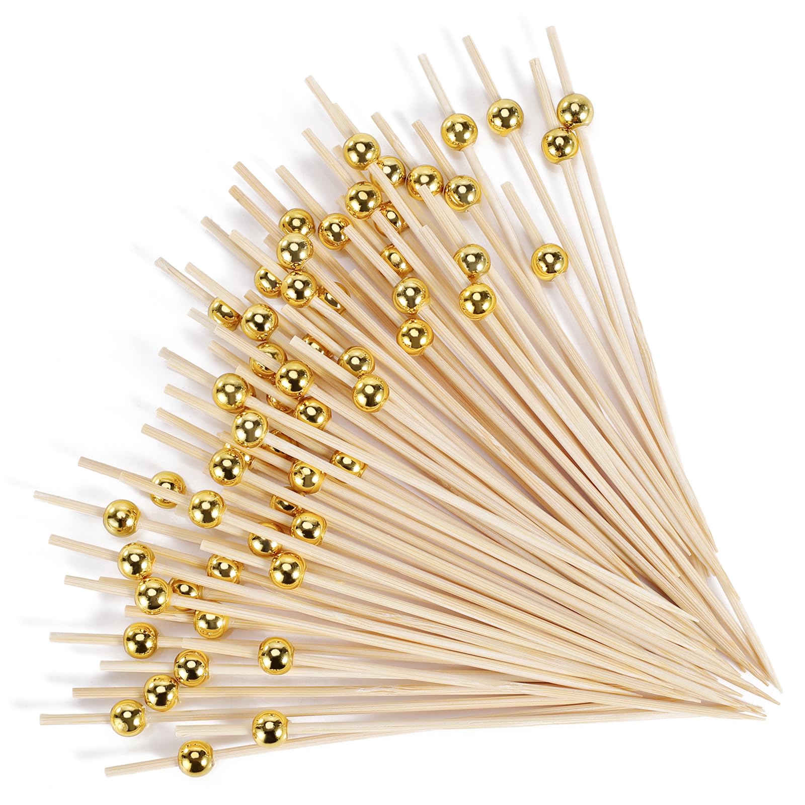 Photo 1 of [300 Pcs] Cocktail Picks Toothpicks for Appetizers - 4.7 inch Gold Pearl Cocktail Toothpicks for Drinks Burgers Sandwich Charcuterie Accessories Party Decoration