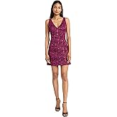Donna Morgan Women's Sleeveless V-Neck Mini Textured Floral Jacquard Pattern-Fitted Cocktail Party Dress