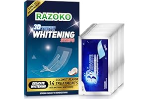 RAZOKO Teeth Whitening Strip, Whitening Strips for Sensitive Teeth, Professional and Safe Teeth Whitening Kit 28 Strips (14 Count Pack) Coconut