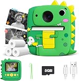 Lenudar Kids Camera Instant Print 1080P 12MP Green Toy Camera Gift 3-9