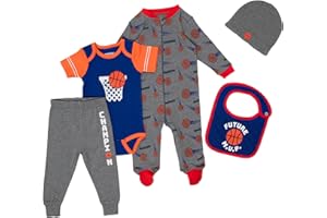 Gertex 5-Piece Layette Sport Set Gift Bundle for Babies & Infants | Baseball, Basketball, Hockey, Soccer, Football