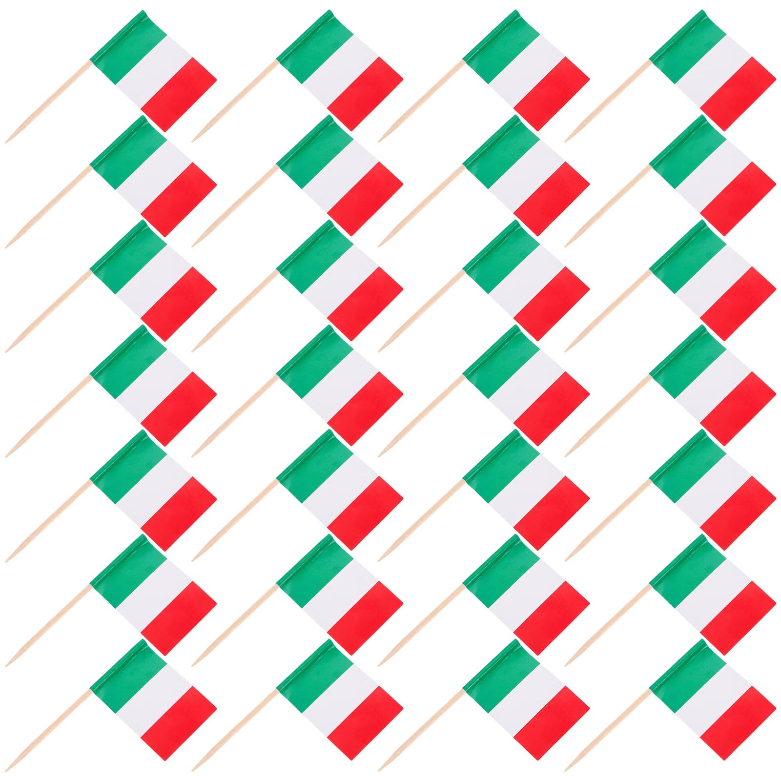 NUOBESTY 600pcs Wooden Italy Toothpick Flags Small Italian Flag Picks for Cake Cupcake Toppers Cocktail Party Decorations