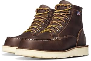 Danner 6” Bull Run Moc Toe Work Boots for Men - Oiled Full-Grain Leather Upper with Non Slip Wedge Outsole and 3-Density Cushion Footbed, EH Resistant