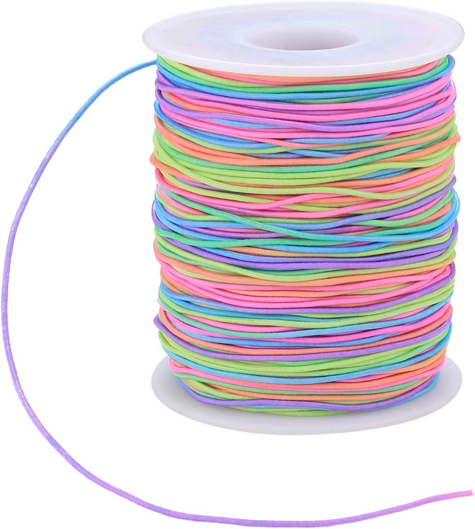 Xiaomoyu Elastic Cord Rainbow Beading Cord 1mm 100m for Jewelry Crafts