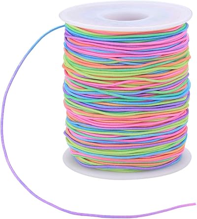 Xiaomoyu Elastic Cord Rainbow Beading Cord 1mm 100m for Jewelry Crafts