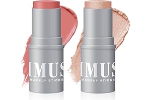 KIMUSE Highlighter Makeup Stick Duo-Cream Blush Stick & Highlighter Trimming Stick-Creamy & Pigmented, Long Lasting & Vegan Face Make Up Sticks