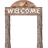 Peryiter 3 Pcs Camping Themed Party Decorations Banner Welcome Porch Sign with 1 Double Sided Tape for Summer Camp Birthday H
