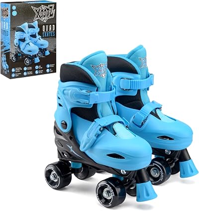 Xootz Kids Quad Skates Beginner Adjustable Roller Skates Blue Black
