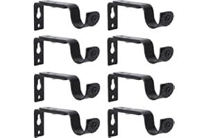 Creatyi Set of 8 Curtain Rod Brackets for 3/4 or 5/8 Inch Rod (Black)