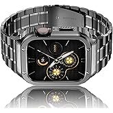 HASLFM Stainless Steel Watch Band with Case Compatible with Apple Watch Series 11 10(46mm),Metal Strap and Rugged Protective Cover for iWatch Bands Cases Men, Grey
