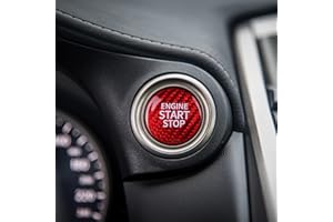 CKE Compatible with Toyota Camry Corolla RAV4 Highlander CHR Sienna Avalon GT86 BRZ Accessories Real Carbon Fiber Sporty Car Engine Start Stop Button Key Lgnition Key Cover Trim -Red