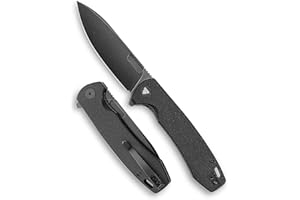 TRIVISA Folding Pocket Knife for Men,3.74in Black Stonewashed Sandvik 14C28N Blade and Liner Lock Micarta Handle with Reversible Deep Carry Clip,Outdoor Camping Hunting EDC Knives,Columba-04B