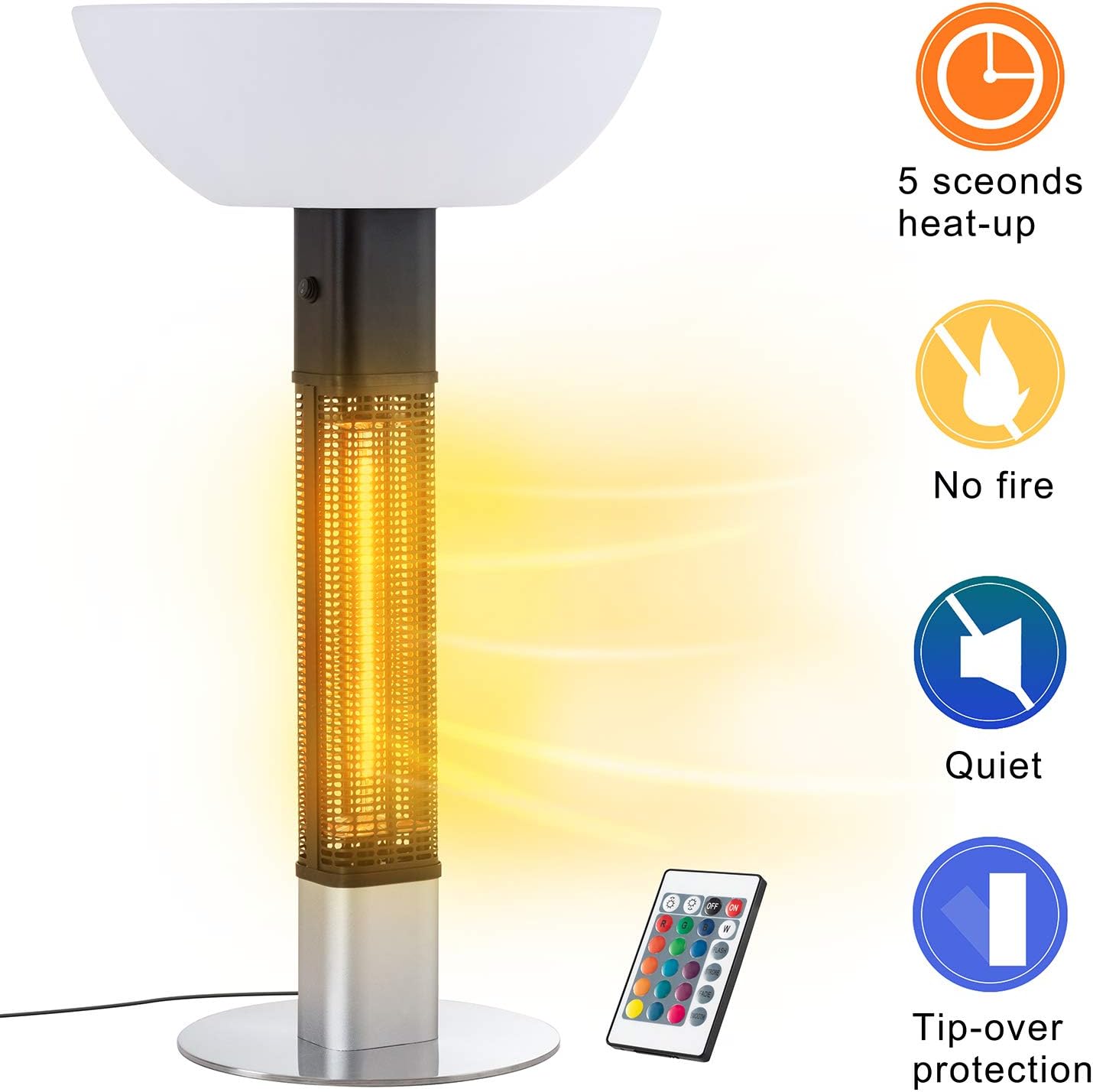 Xbeauty 1500W Waterproof Electric Infrared Radiant Patio Heater dealepic
