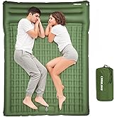 CAMULAND Double Camping Sleeping Pad, 4.7" Ultra-Thick Self Inflating 2 Person Inflatable Mat with Built-in Pillow Foot Pump, Waterproof for Backpacking, Hiking, Tent, RV Travel,Olive Green