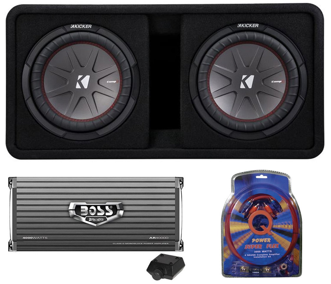 Amazon.com: Kicker 43DCWR122 12" 2000W Car Subwoofers Subs + Box+4000 Watt  Mono Amp + Wiring: Car Electronics