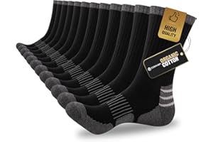 COOVAN Mens Cotton Crew Socks Moisture Wicking Cushioned Athletic Heavy Duty Work Boot Socks 6 Pairs