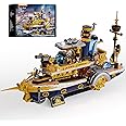 Lumibricks Steampunk Steamship Lighting Building-Bricks Set, 1792 Pcs Ocean Steamboat from Abyss League Collection Display Se