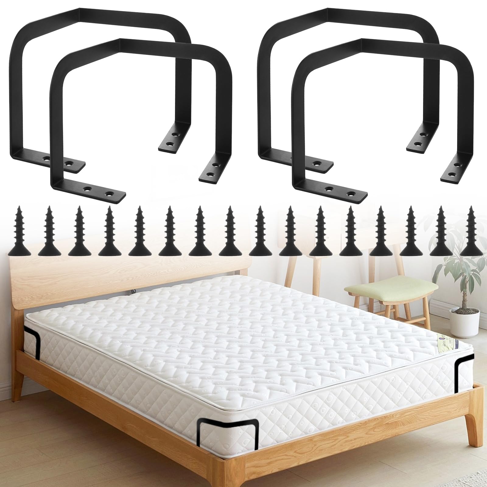 Photo 1 of LOYORTY 4PCS Metal Mattress Slide Stopper, Mattresses Retainer Bar for Adjustable Beds, Non Slip Mattress Gripper, Mattresses Stabilizer, Prevents Mattress Sliding for Bedroom Bed Frame