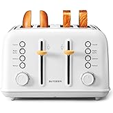 BUYDEEM DT640 4 Slice Toaster, Extra Wide Slots, Retro Stainless Steel with High Lift Lever, Bagel and Muffin Function, Remov