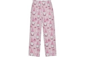 PDYRLEN Pajama Bottoms, Pink Christmas Pajamas Pant Sleep Long Pants Lounge Wear Elastic Waist Sleepwear Soft Pjs
