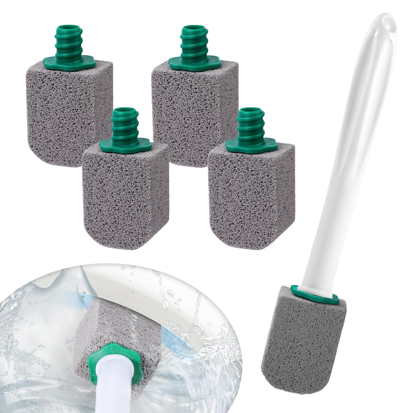 5er-Pack Bimsstein Toilettenreiniger mit Griff,Bimsstein Toilette,Effektive Reinigung von Toiletten, Schwimmbädern (mit 1 Weißer Griff)