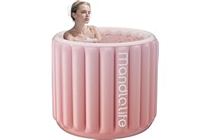 MANDLA Inflatable Bathtub with electric pump,Inflatable Tub for Shower,Skeletonless structure Air Bathtub for Athletes,Hot Bath Soaking Tub for Women,Cold Plunge Tub SPA with Lid 35 * 27.5in(Gradient pink)