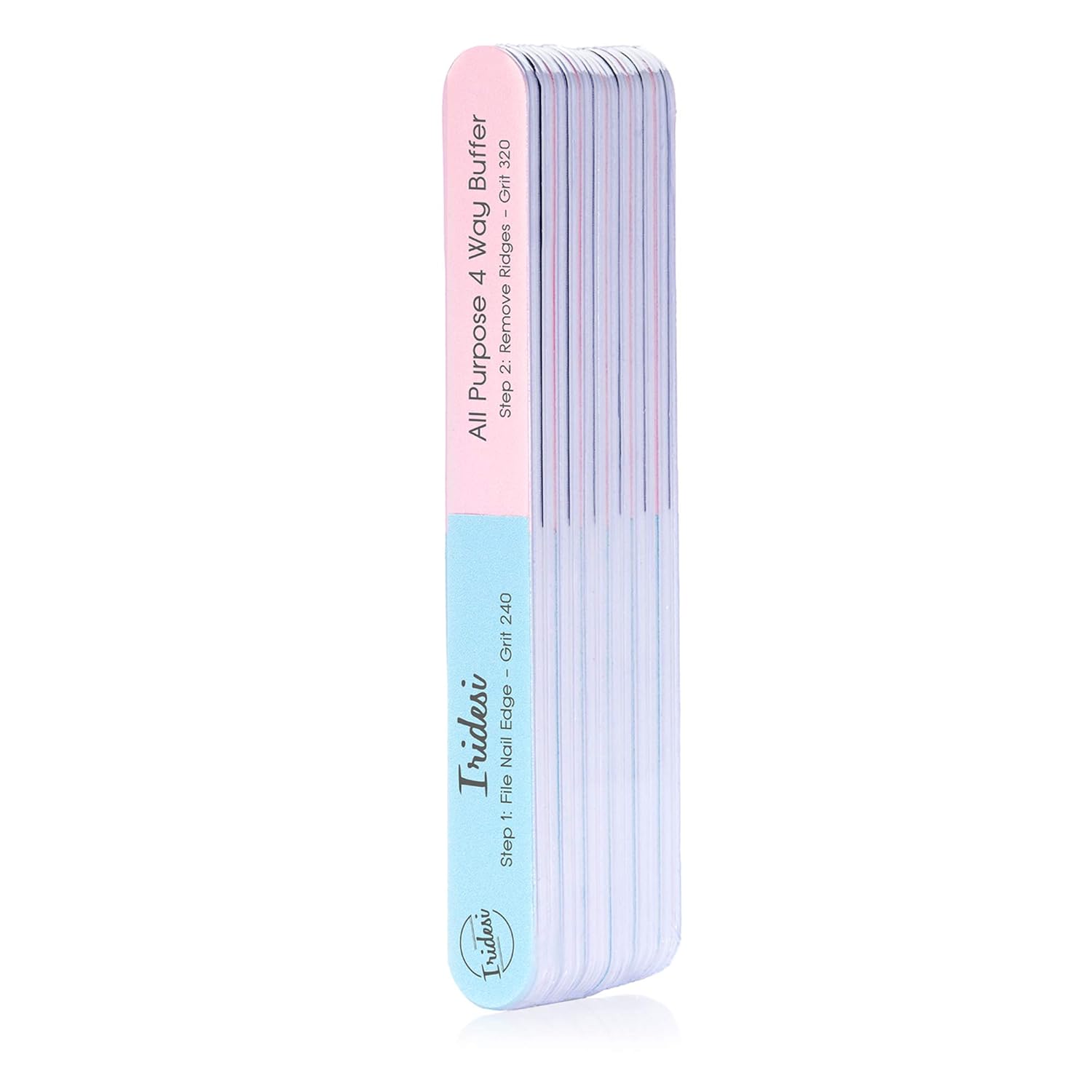 4 Way Nail File and Buffer, 7 Inches Long, All Purpose, Best For Natural Nails, Save Time and Money, 4 Fingernail Files in 1, Professional Care Manicure Tools By Iridesi, 12 Pack : Nail Files And Buffers : Beauty