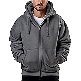 Genafy Hoodies for Men Full Zip Up Fashion Sweatshirt Thick Fleece Sherpa Lined Winter Jackets Warm Coats