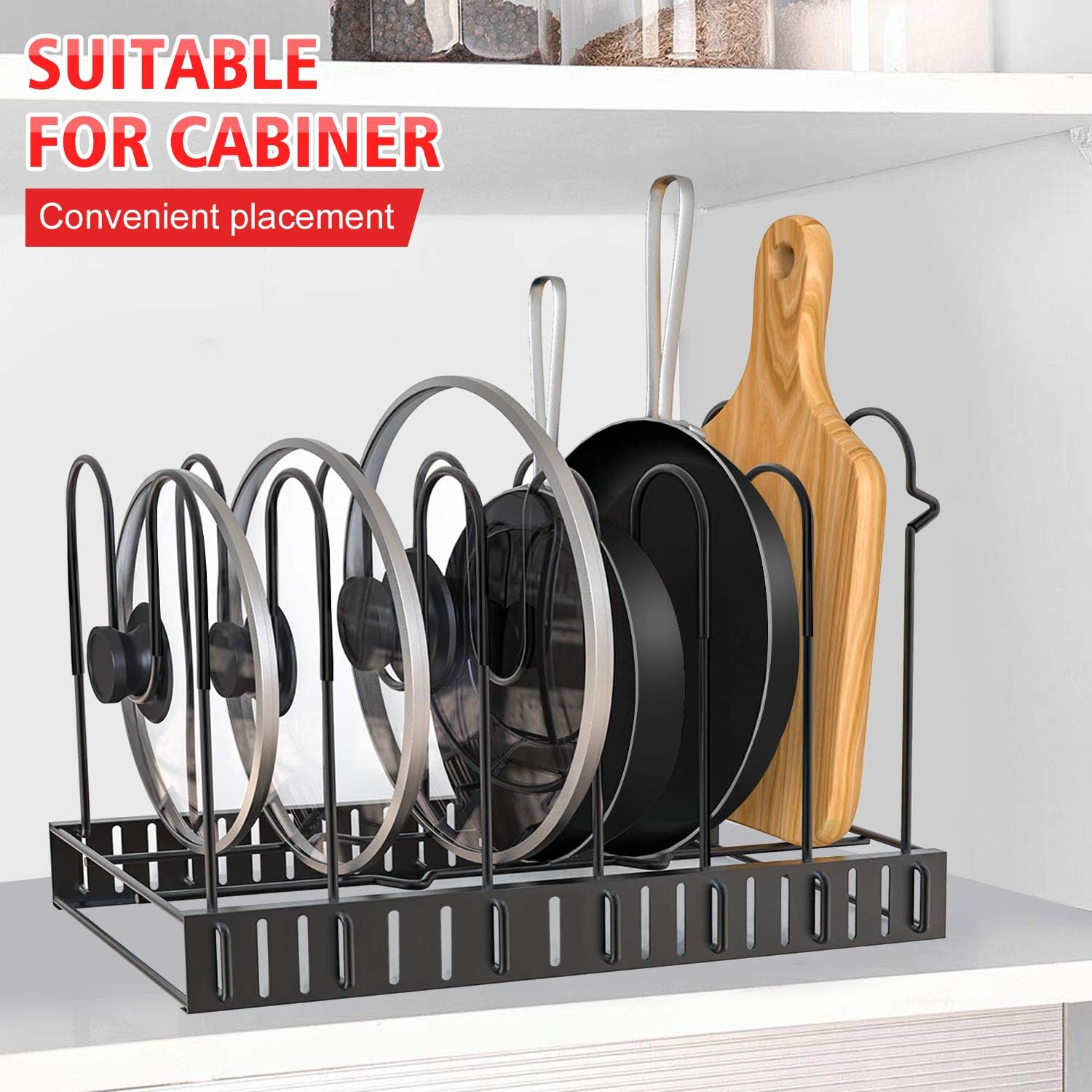 Pot Rack Organizers, G-TING 8 Tiers Pots and Pans Organizer, Adjustable Pot Lid Holders & Pan Rack for Kitchen Counter and Cabinet, Lid Organizer for Pots and Pans With 3 DIY Methods(Upgrade Version): Home Improvement