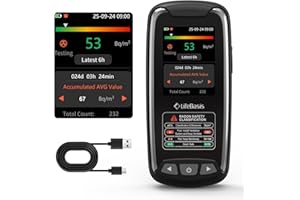 LifeBasis Radon Detector with TFT Color Display, Rechargeable Radon Monitor for Home Long Data Storage First Data Display in 