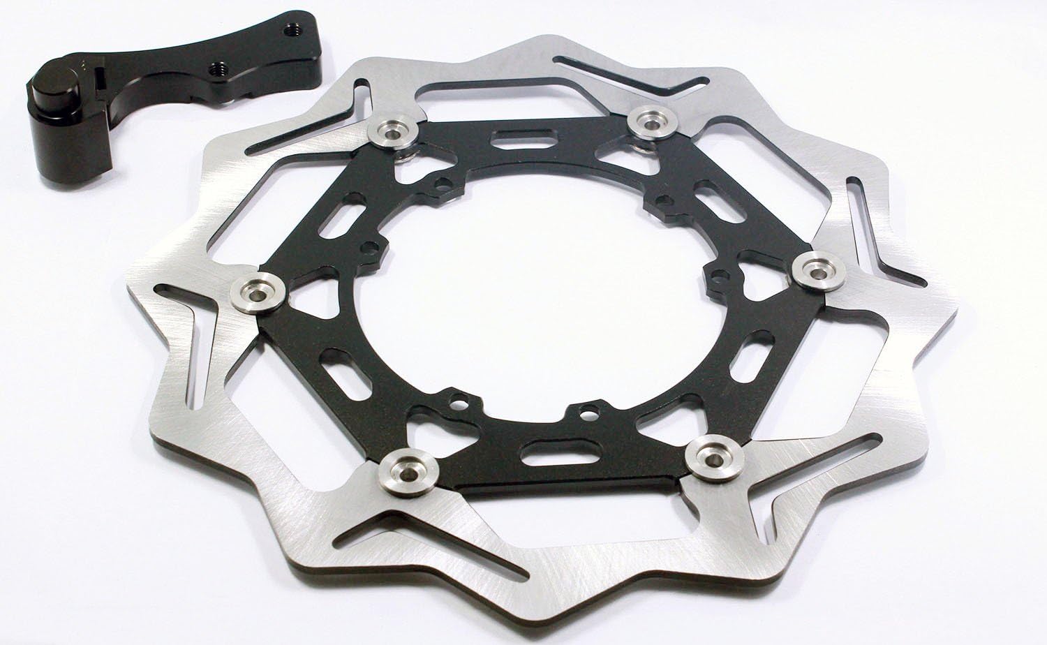 Motorcycle 270MM Aluminum Flaoting Brake Disc Rotor + Bracket Front For Honda CR CRF CR125 CR250 CRF250R CRF250X Supermoto Motard (Honda, Black)