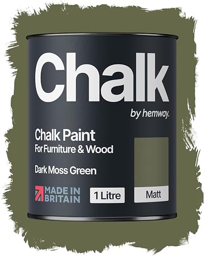 Hemway Chalk Paint Dark Moss Green 1L Matt Finish Furniture Chalk Paint