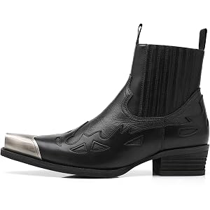 ZAENODIR Men's Western Boots Square Toe Slip On Cowboy Boots