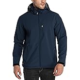 Outdoor Ventures Men's Lightweight Softshell Jacket Fleece Lined Hooded Water Resistant Winter Hiking Windbreaker Jackets