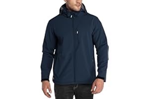 Outdoor Ventures Men's Lightweight Softshell Jacket Fleece Lined Hooded Water Resistant Winter Hiking Windbreaker Jackets