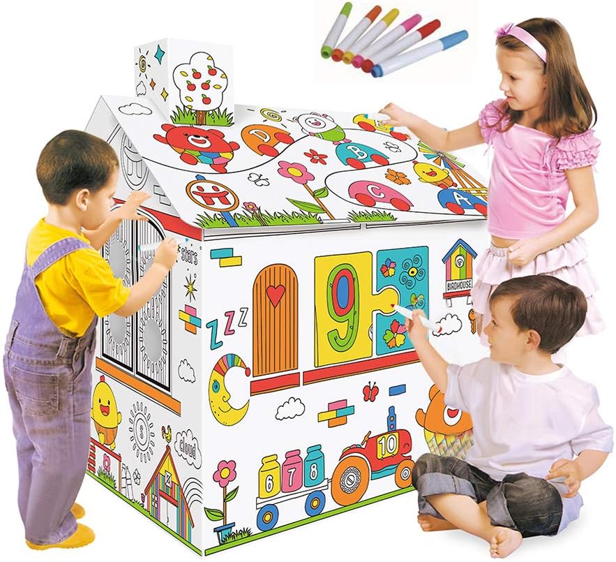 Bricolaje Cartón Grande para Colorear Artesanías Creativas Proyecto Casa de Juego Montar y Pintar Juguetes educativos