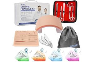Scian Advanced Practice Kit for Medical Students (36 Pcs) Complete Suture Kit Includes Variety of Suture Threads, Unique Arch-Shaped Pad, Suture Pad with 14 Pre-Cut Wounds (Education Only)