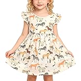 Toddler Girls Dress Cattle Cartoon Casual Print Dresses Flutter Sleeve Outfits 2-8Y
