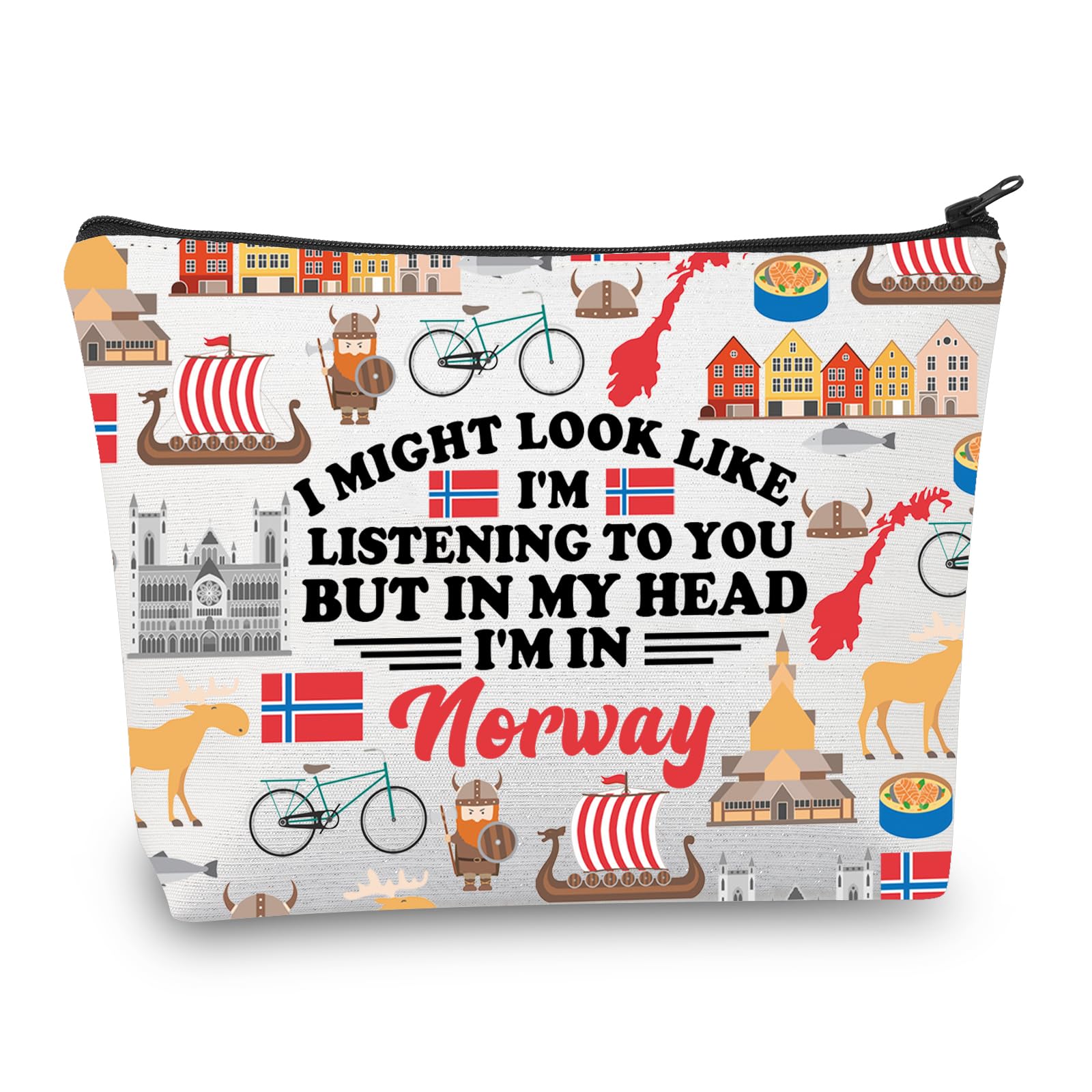 PLITI Norway Travel Makeup Bag Norwegian Gift Norway Vacation Gift Scandinavian Gift Norway Lover Norway Trip Surprise Gift (Might NorwayU)